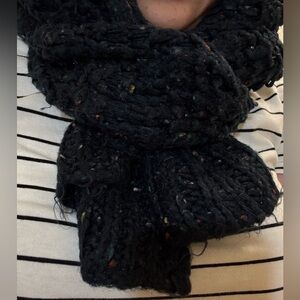 Chunky Knit Blue Scarf with Colorful Sprincles